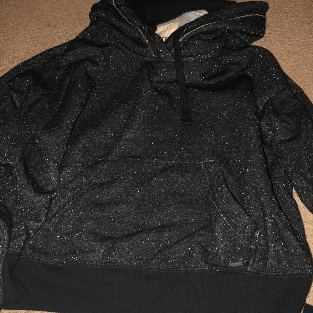 Hollister black cropped hoodie